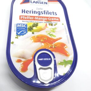 Herinsfilets-Mango-Creme 200 Gramm von Larsen / Herring fillets mango cream 200 grams from Larsen